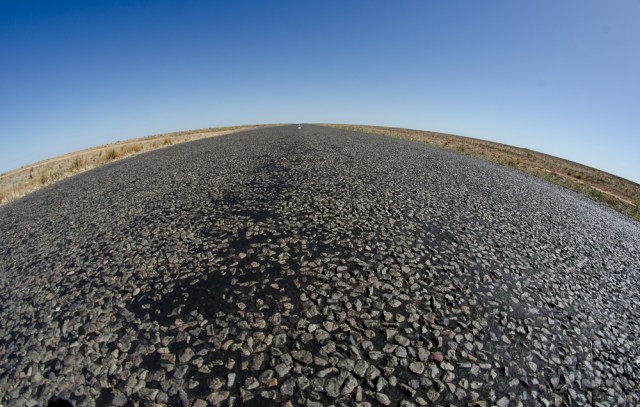 What a fish might see if it was sitting on the road on the Hay Plains !
