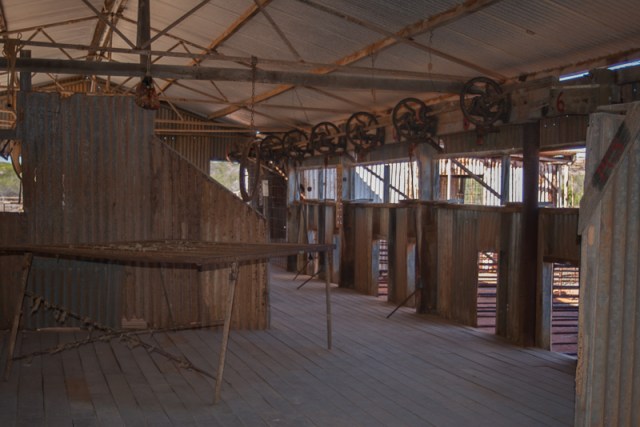 Inside of the shearing shed