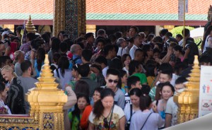 Part of the queue to see the Emerald Buddha