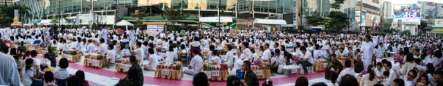 Panorama of some of the alms givers.