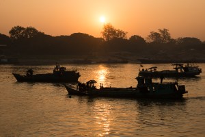 Sunrise, just after leaving Mandalay